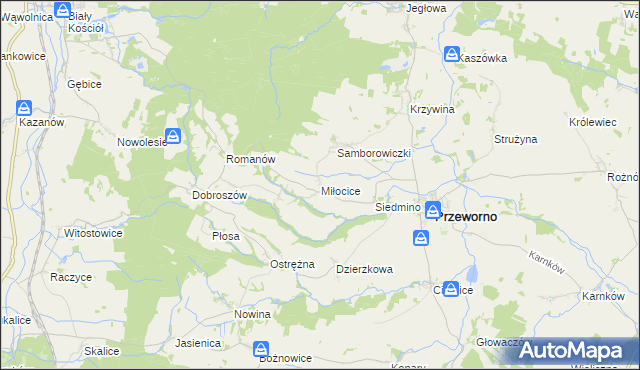 mapa Miłocice gmina Przeworno, Miłocice gmina Przeworno na mapie Targeo