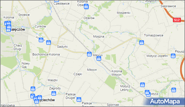 mapa Miłocin gmina Jastków, Miłocin gmina Jastków na mapie Targeo