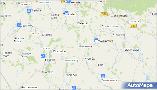 mapa Miłonowice, Miłonowice na mapie Targeo