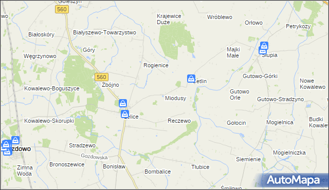 mapa Miodusy, Miodusy na mapie Targeo