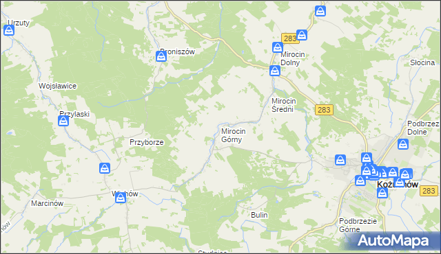 mapa Mirocin Górny, Mirocin Górny na mapie Targeo
