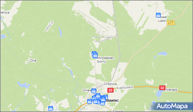 mapa Mirosławiec Górny, Mirosławiec Górny na mapie Targeo