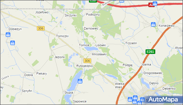 mapa Mirosławki, Mirosławki na mapie Targeo