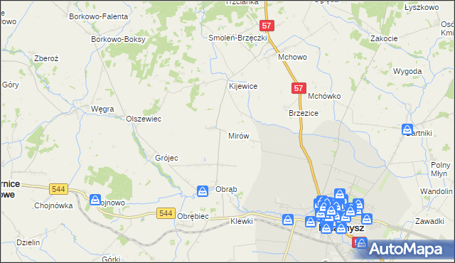 mapa Mirów gmina Przasnysz, Mirów gmina Przasnysz na mapie Targeo