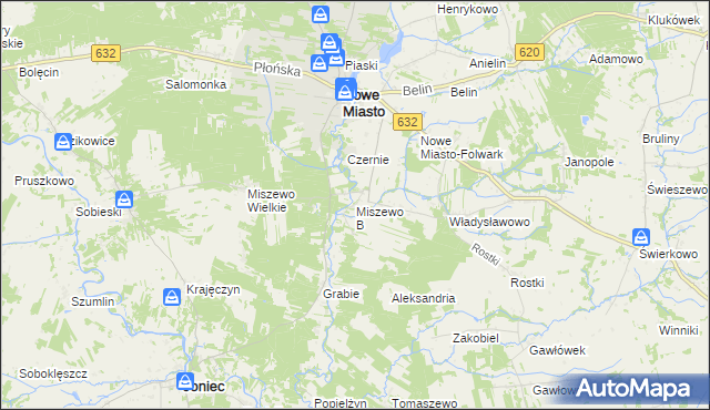 mapa Miszewo B, Miszewo B na mapie Targeo