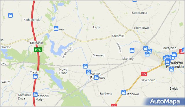 mapa Mlewiec, Mlewiec na mapie Targeo