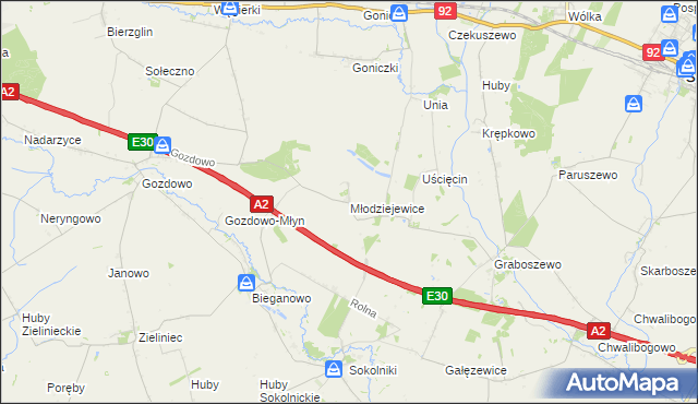 mapa Młodziejewice, Młodziejewice na mapie Targeo