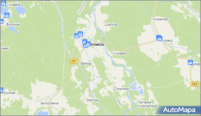 mapa Młyniec gmina Bobrowice, Młyniec gmina Bobrowice na mapie Targeo