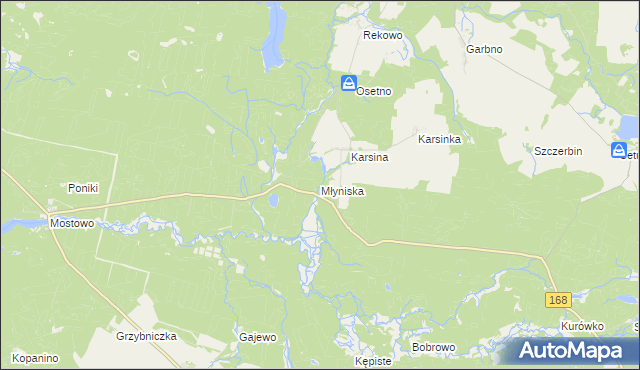 mapa Młyniska gmina Polanów, Młyniska gmina Polanów na mapie Targeo