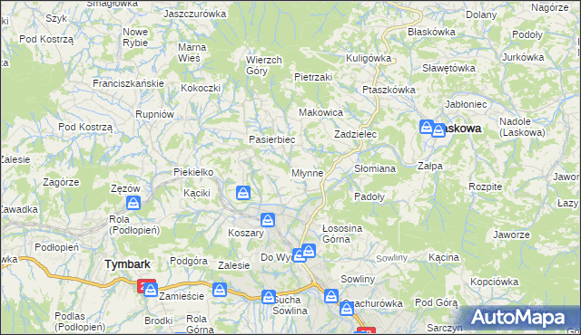 mapa Młynne, Młynne na mapie Targeo