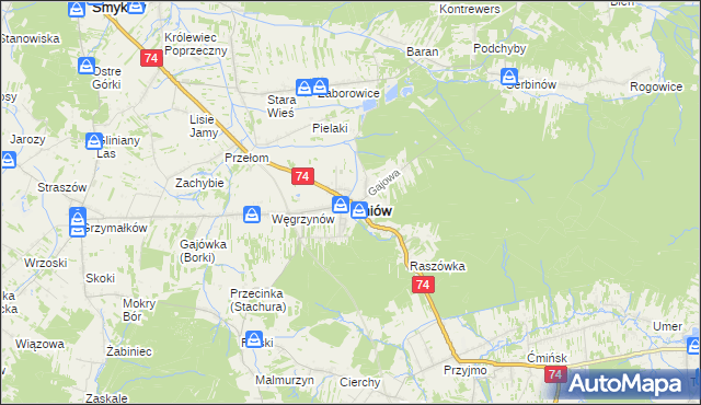 mapa Mniów, Mniów na mapie Targeo