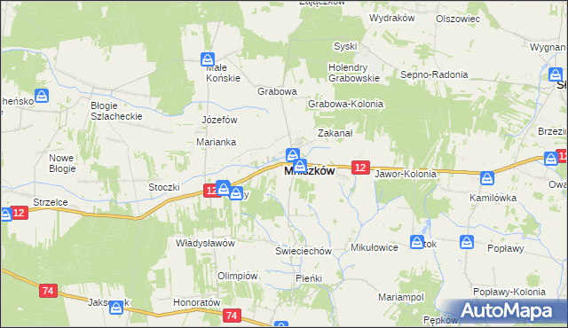 mapa Mniszków powiat opoczyński, Mniszków powiat opoczyński na mapie Targeo