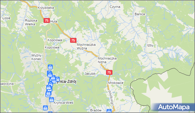 mapa Mochnaczka Niżna, Mochnaczka Niżna na mapie Targeo