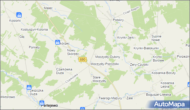 mapa Moczydły-Dubiny, Moczydły-Dubiny na mapie Targeo
