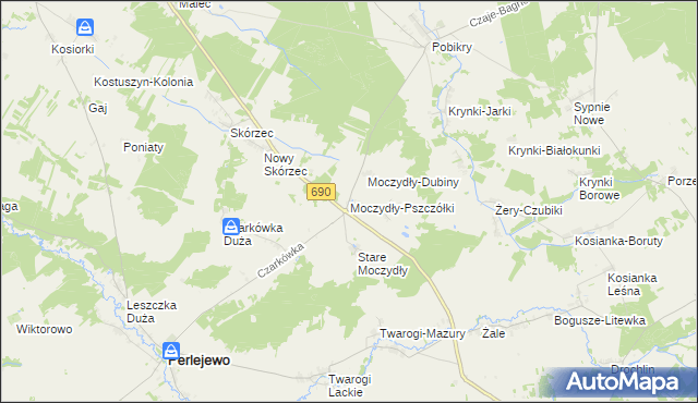 mapa Moczydły-Pszczółki, Moczydły-Pszczółki na mapie Targeo