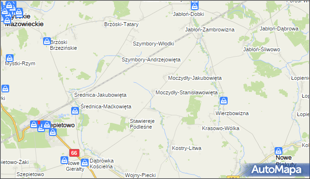 mapa Moczydły-Stanisławowięta, Moczydły-Stanisławowięta na mapie Targeo