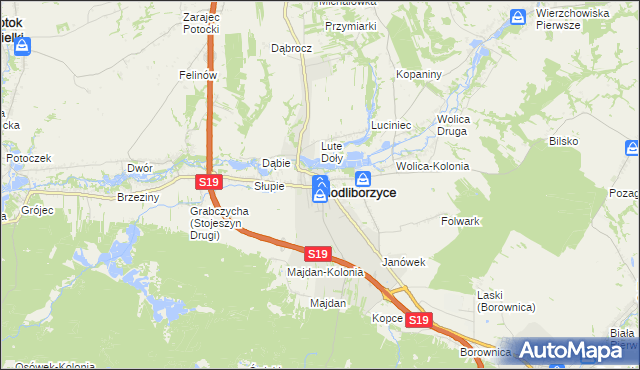 mapa Modliborzyce powiat janowski, Modliborzyce powiat janowski na mapie Targeo