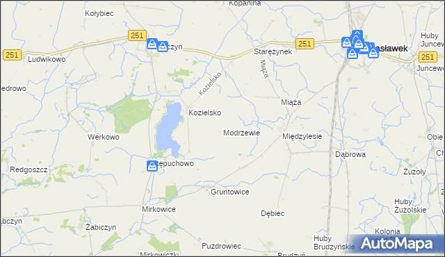 mapa Modrzewie gmina Damasławek, Modrzewie gmina Damasławek na mapie Targeo