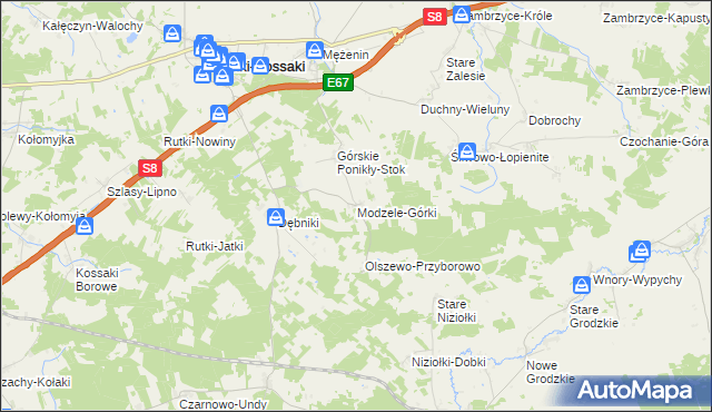 mapa Modzele-Górki, Modzele-Górki na mapie Targeo