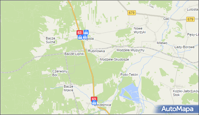 mapa Modzele-Skudosze, Modzele-Skudosze na mapie Targeo