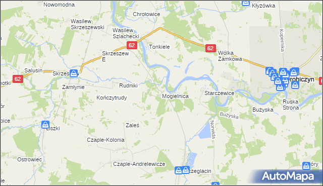 mapa Mogielnica gmina Korczew, Mogielnica gmina Korczew na mapie Targeo