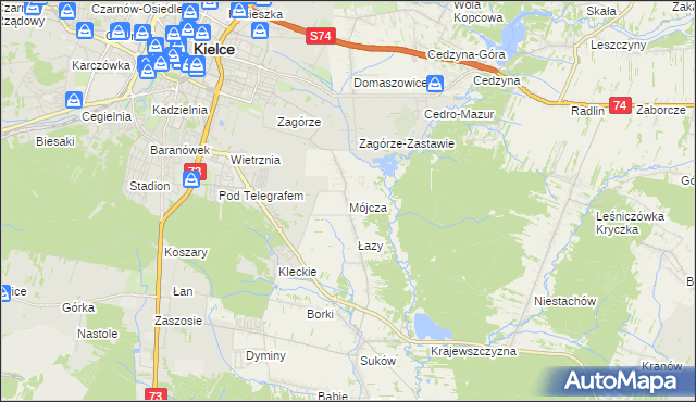 mapa Mójcza, Mójcza na mapie Targeo