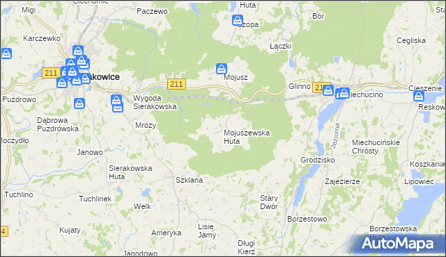 mapa Mojuszewska Huta, Mojuszewska Huta na mapie Targeo