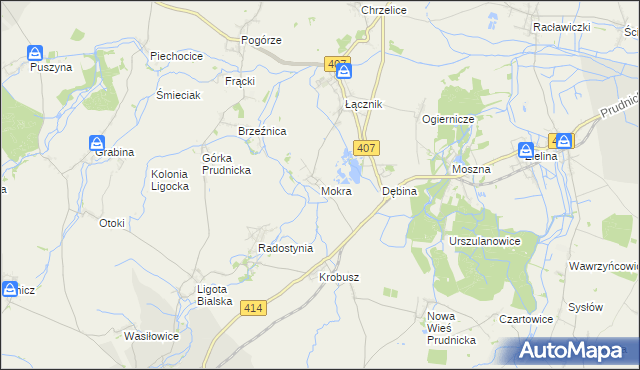 mapa Mokra gmina Biała, Mokra gmina Biała na mapie Targeo