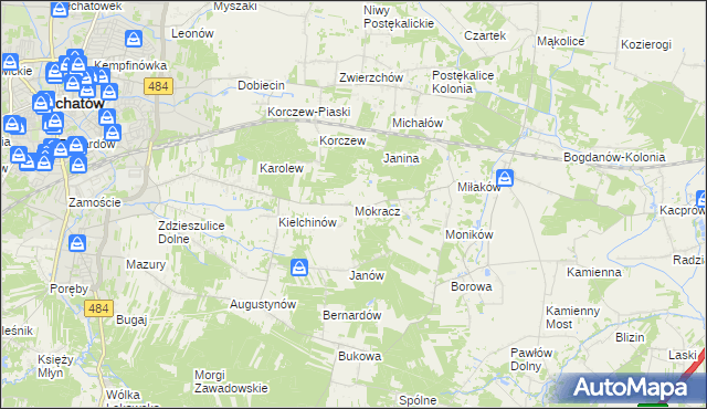 mapa Mokracz, Mokracz na mapie Targeo