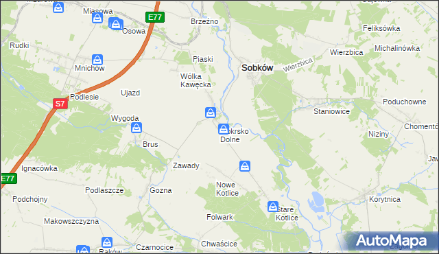 mapa Mokrsko Dolne, Mokrsko Dolne na mapie Targeo