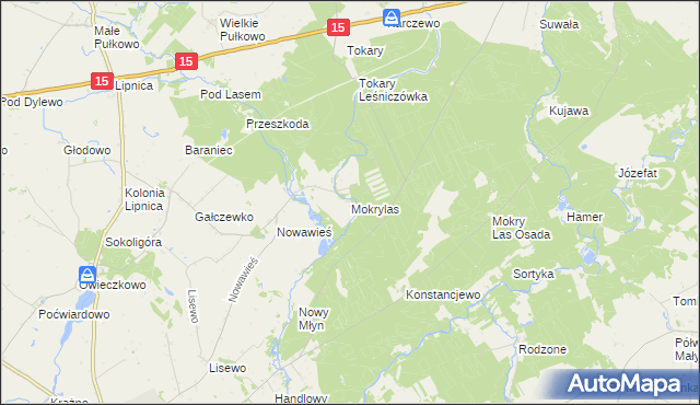 mapa Mokry Las gmina Golub-Dobrzyń, Mokry Las gmina Golub-Dobrzyń na mapie Targeo