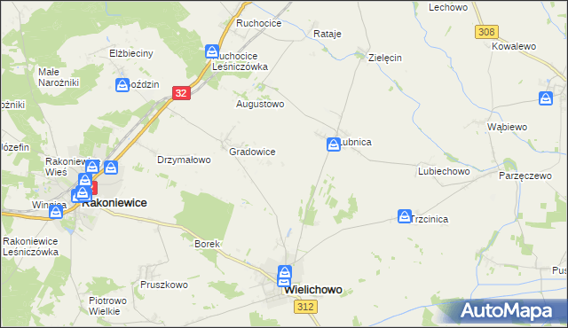 mapa Mokrzec gmina Wielichowo, Mokrzec gmina Wielichowo na mapie Targeo