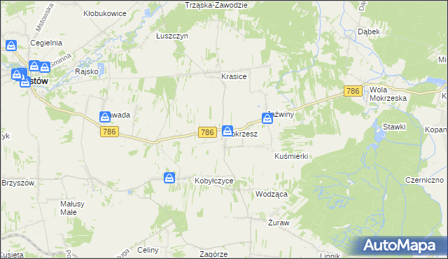 mapa Mokrzesz, Mokrzesz na mapie Targeo