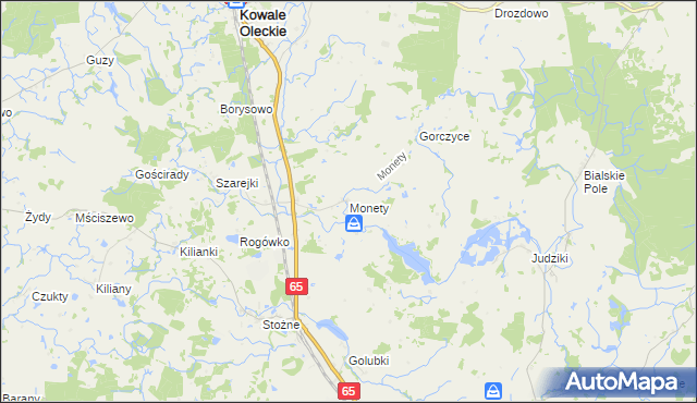 mapa Monety gmina Kowale Oleckie, Monety gmina Kowale Oleckie na mapie Targeo