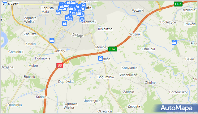 mapa Monice, Monice na mapie Targeo