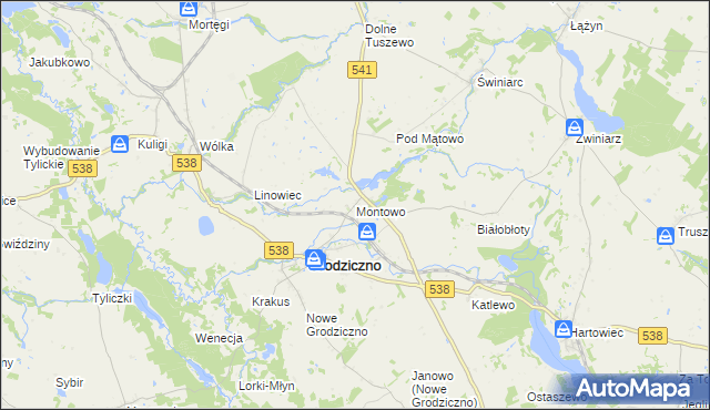 mapa Montowo, Montowo na mapie Targeo