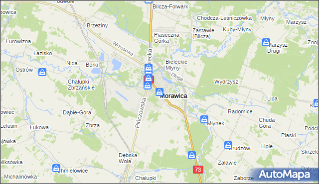 mapa Morawica powiat kielecki, Morawica powiat kielecki na mapie Targeo