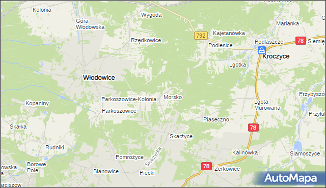 mapa Morsko gmina Włodowice, Morsko gmina Włodowice na mapie Targeo