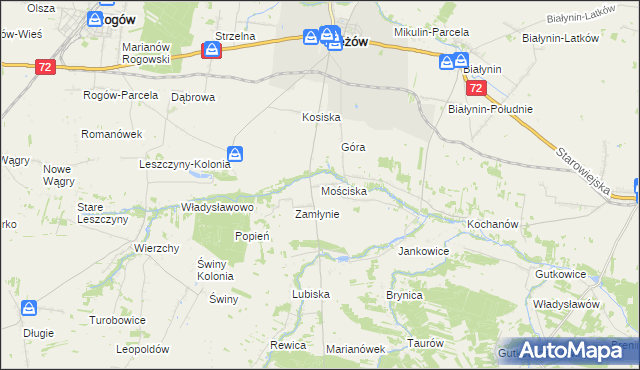 mapa Mościska gmina Jeżów, Mościska gmina Jeżów na mapie Targeo