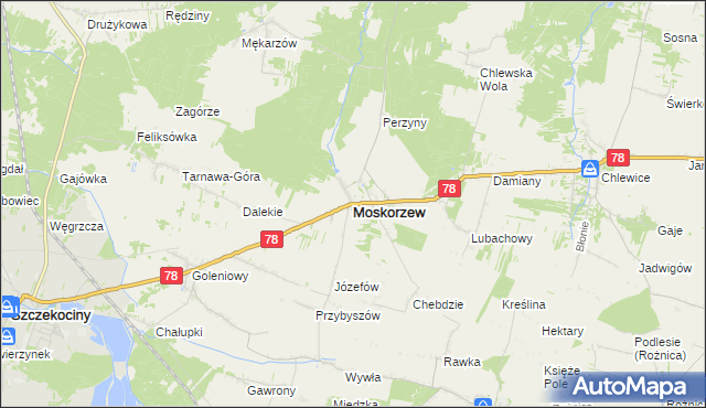 mapa Moskorzew, Moskorzew na mapie Targeo