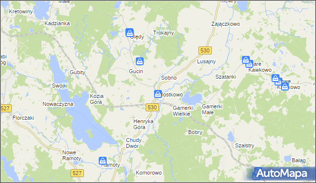 mapa Mostkowo gmina Łukta, Mostkowo gmina Łukta na mapie Targeo
