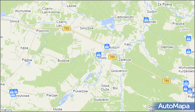 mapa Mosty gmina Żytno, Mosty gmina Żytno na mapie Targeo