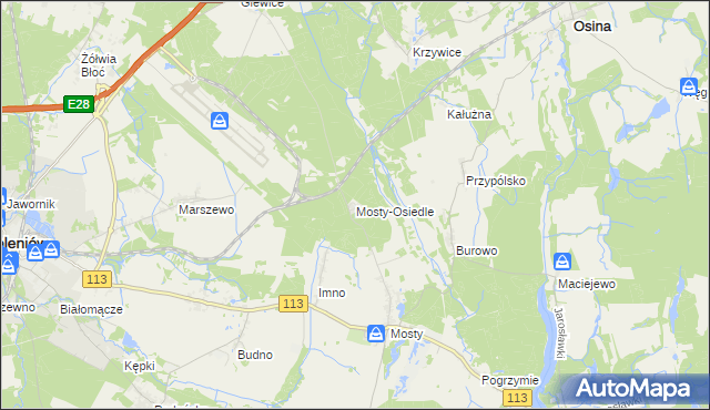 mapa Mosty-Osiedle, Mosty-Osiedle na mapie Targeo