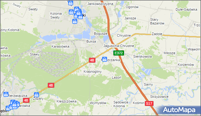 mapa Moszczanka gmina Ryki, Moszczanka gmina Ryki na mapie Targeo