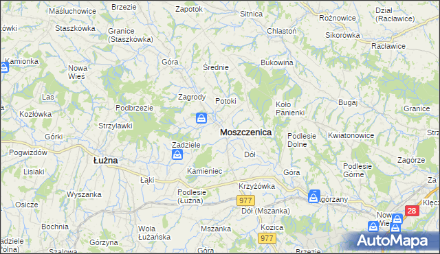 mapa Moszczenica powiat gorlicki, Moszczenica powiat gorlicki na mapie Targeo