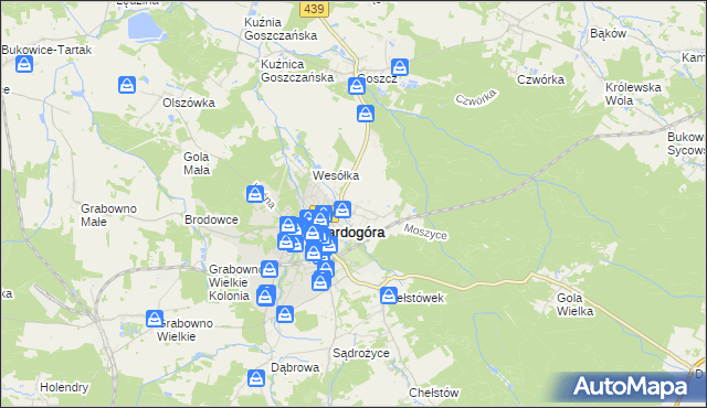 mapa Moszyce, Moszyce na mapie Targeo