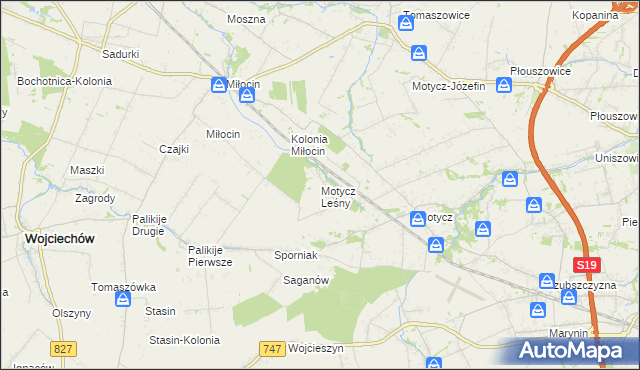 mapa Motycz Leśny, Motycz Leśny na mapie Targeo