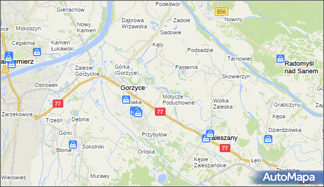 mapa Motycze Poduchowne, Motycze Poduchowne na mapie Targeo