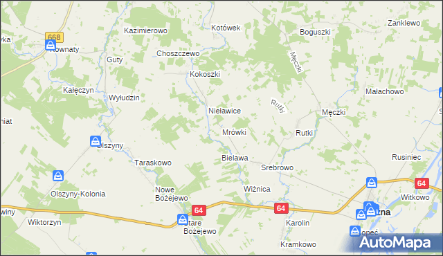 mapa Mrówki gmina Wizna, Mrówki gmina Wizna na mapie Targeo