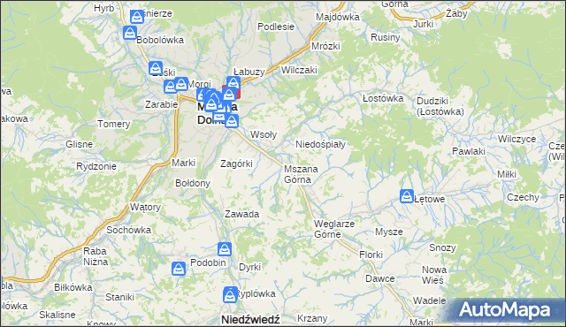 mapa Mszana Górna, Mszana Górna na mapie Targeo